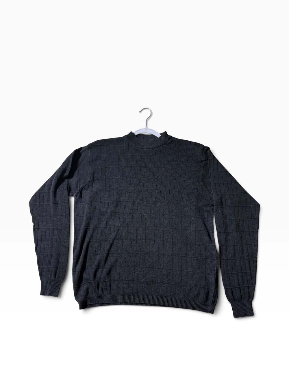 Bachrach Men’s XL Black 100% Silk Long Sleeve Crew Neck Pullover Sweater